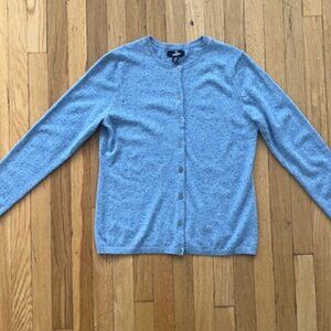 Land's End Marbled Blue Cashmere Cardigan Sweater Size M